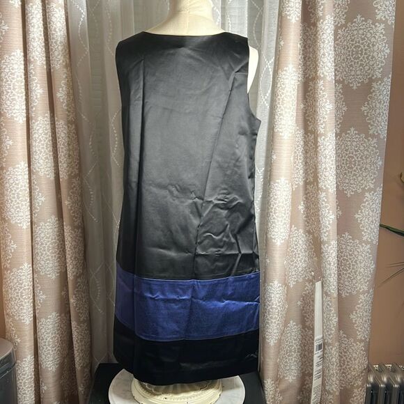 Theory Color Block Sleeveless Satin Shift Dress Size 12 - Picture 3 of 6